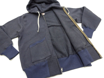 TOYS McCOY Men's Heavyweight Full Zip Hoodie - Vintage-Style Zip-Up Solid Hooded Sweatshirt TMC2567 141 Faded Navy-Gray