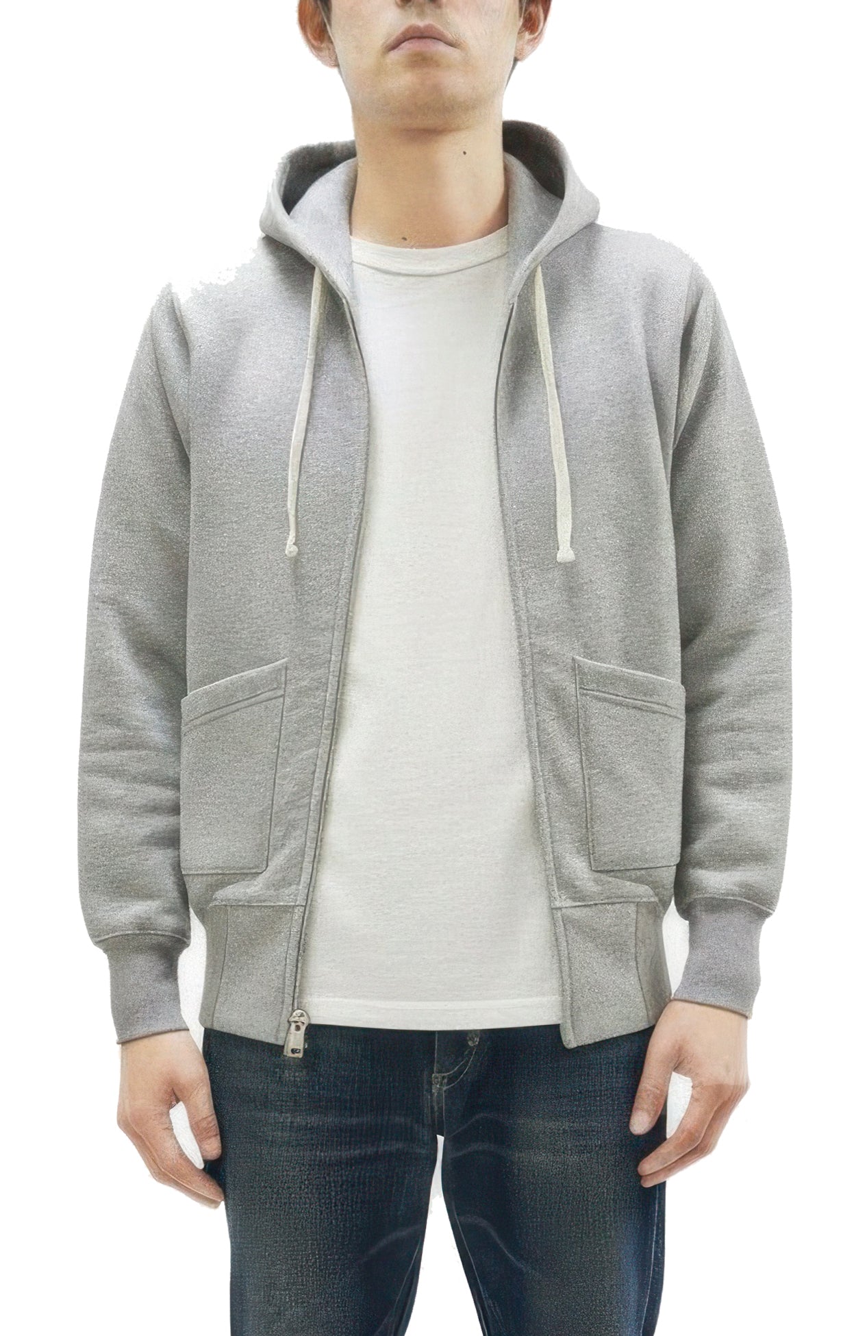 TOYS McCOY Men's Heavyweight Full Zip Hoodie - Vintage-Style Zip-Up Solid Hooded Sweatshirt TMC2567 020 Heather Gray