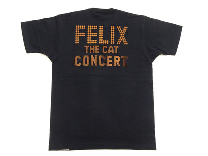 TOYS McCOY Felix the Cat "Rock & Roll" Short Sleeve Loopwheel Graphic T-Shirt - Made in Japan, Tubular Knit, Unwashed Finish (TMC2602 030 Black)