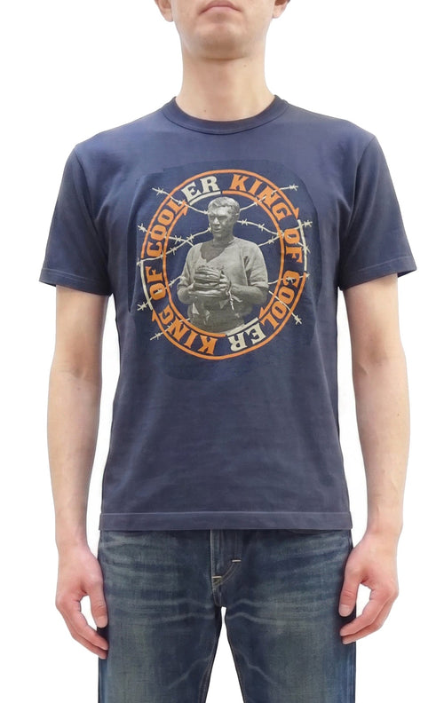 TOYS McCOY Men's Short-Sleeve Steve McQueen Graphic T-Shirt, Tubular Knit Jersey, One-Wash, Made in Japan (TMC2605 120 Muted Blue)