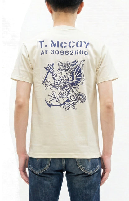 TOYS McCOY Men's Short Sleeve Military Graphic Vintage-Inspired T-Shirt, Loopwheel Tubular Tee with V-Gusset, Unwashed Finish, Made in Japan (TMC2608 011 Off White)