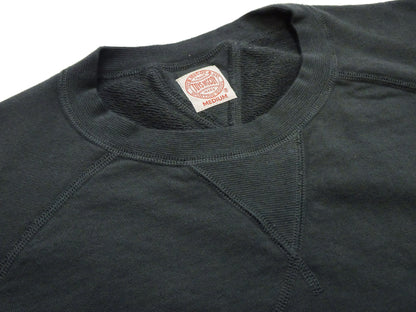 TOYS McCOY Men's Short Sleeve Raglan Sweatshirt, Garment-Dyed Loopback French Terry, V-Gusset Crewneck, Made in Japan (TMC2612 030 Garment-Dyed Washed Black)