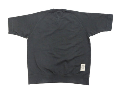 TOYS McCOY Men's Short Sleeve Raglan Sweatshirt, Garment-Dyed Loopback French Terry, V-Gusset Crewneck, Made in Japan (TMC2612 030 Garment-Dyed Washed Black)
