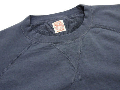 TOYS McCOY Men's Short Sleeve Raglan Sweatshirt, Garment-Dyed Loopback French Terry, V-Gusset Crewneck, Made in Japan (TMC2612 120 Garment-Dyed Washed Blue)