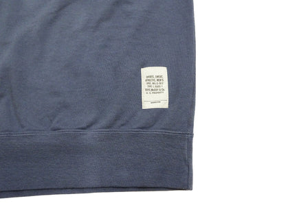 TOYS McCOY Men's Short Sleeve Raglan Sweatshirt, Garment-Dyed Loopback French Terry, V-Gusset Crewneck, Made in Japan (TMC2612 120 Garment-Dyed Washed Blue)