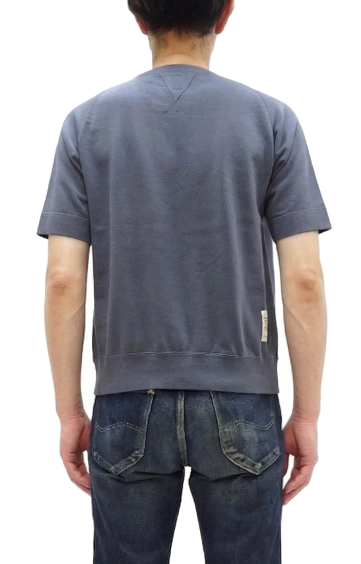 TOYS McCOY Men's Short Sleeve Raglan Sweatshirt, Garment-Dyed Loopback French Terry, V-Gusset Crewneck, Made in Japan (TMC2612 120 Garment-Dyed Washed Blue)