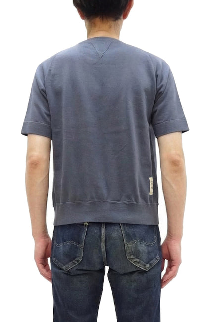 TOYS McCOY Men's Short Sleeve Raglan Sweatshirt, Garment-Dyed Loopback French Terry, V-Gusset Crewneck, Made in Japan (TMC2612 120 Garment-Dyed Washed Blue)