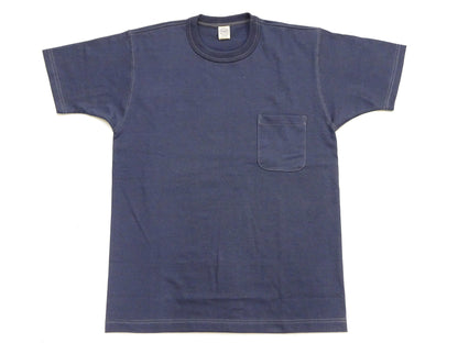TOYS McCOY Men's Plain Short Sleeve Pocket T-Shirt - Steve McQueen Inspired, Tubular Knit Jersey, Unwashed, Made in Japan (TMC2615 120 Muted Blue)