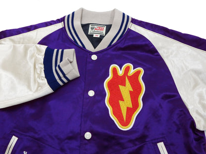 TOYS McCOY Jacket Men's Marilyn Monroe Unfilled Lightweight Satin Varsity Jacket TMJ2303 Blue/Off-White