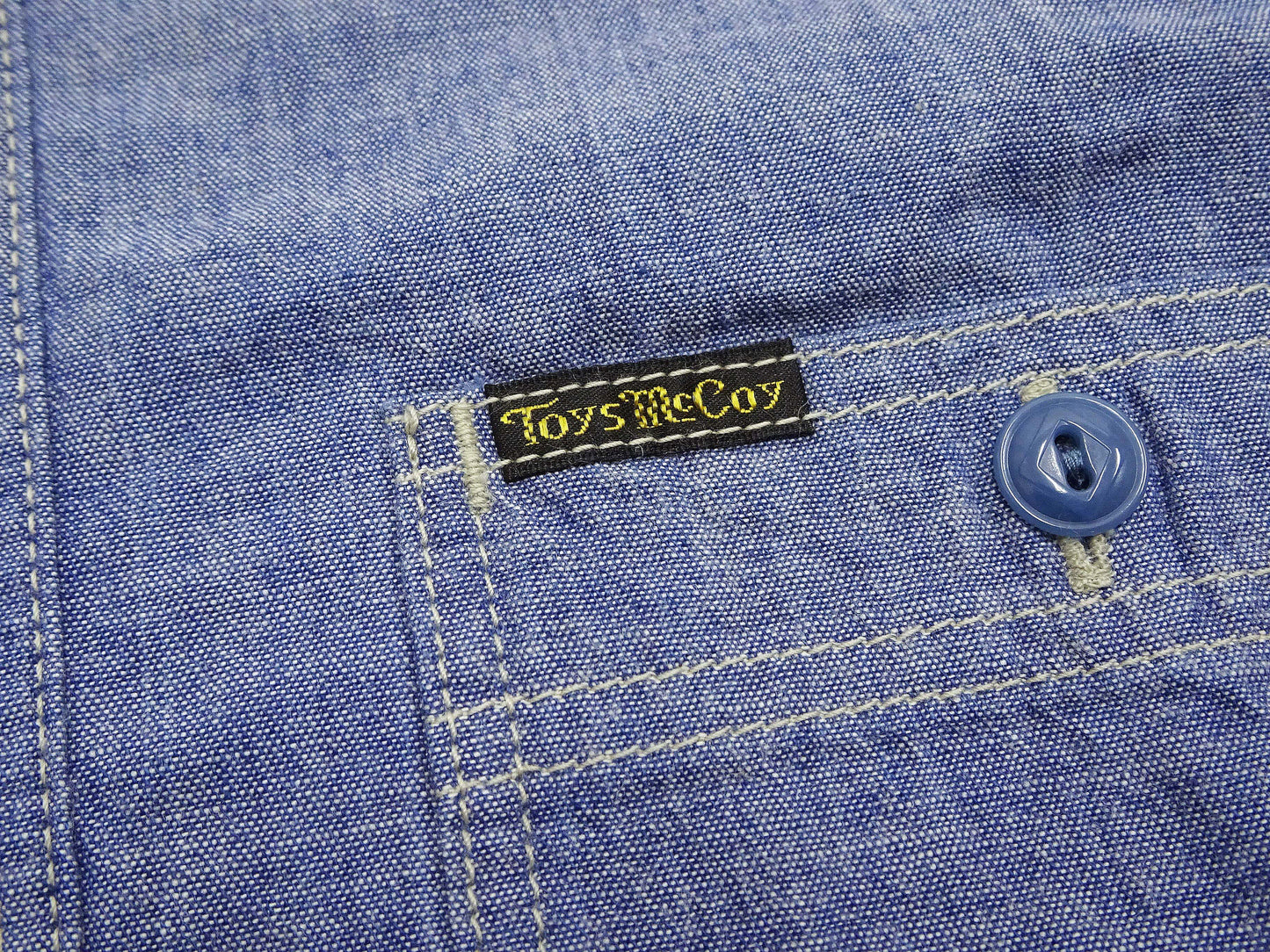 TOYS McCOY Chambray Shirt - Steve McQueen Edition, Men's Long Sleeve U.S. Navy Utility Work Shirt TMS2407 Blue