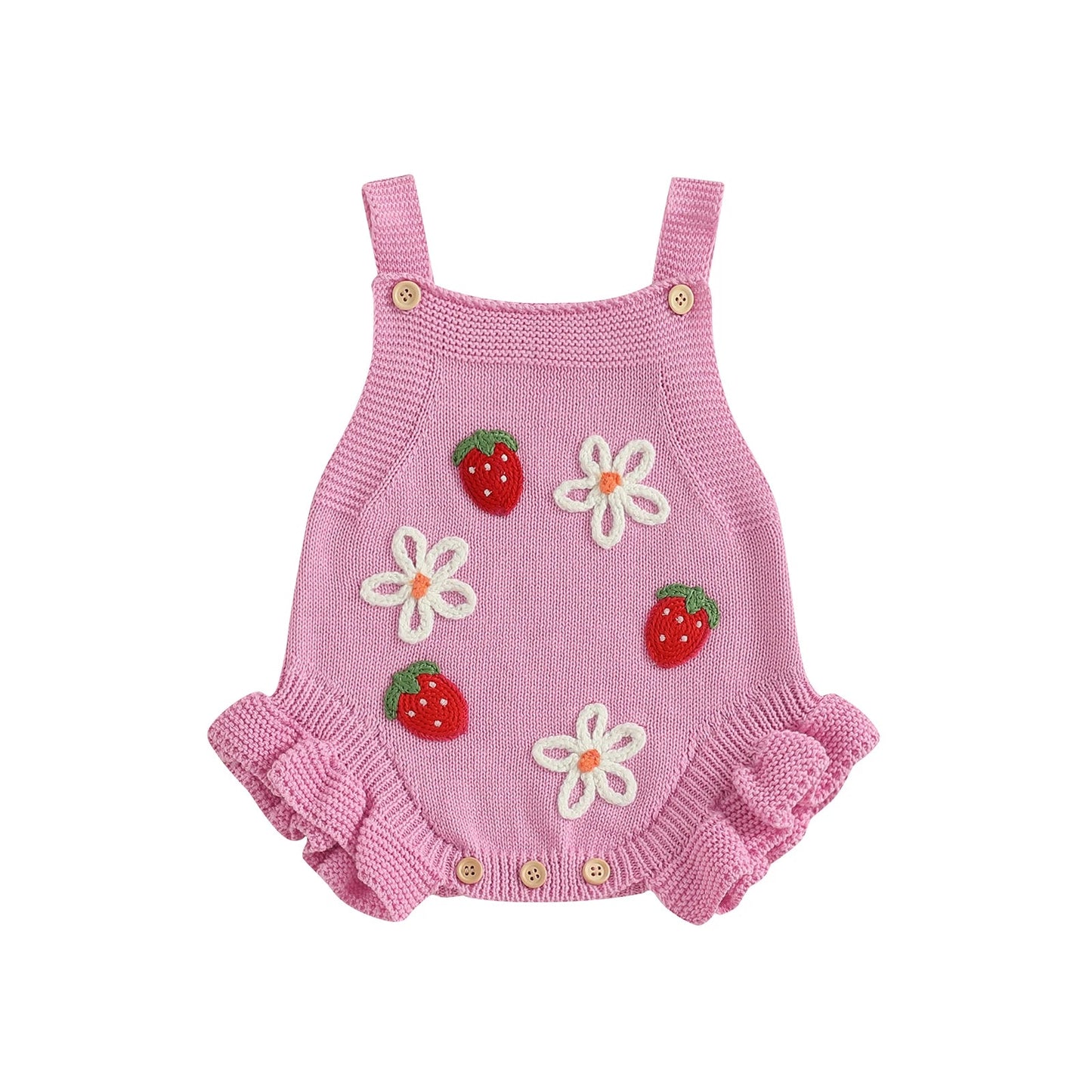 STRAWBERRIES & DAISIES Knitted Romper