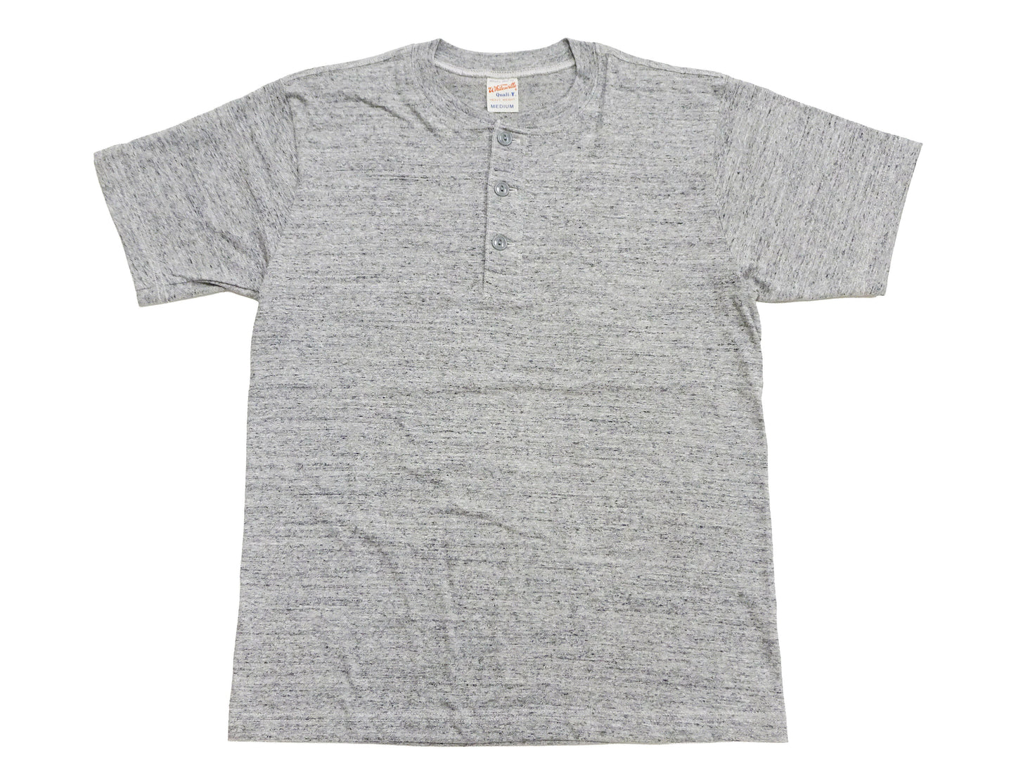 Whitesville Men's Short-Sleeve Henley T-Shirt, 100% Cotton Tubular-Knit Jersey, Slim Fit, One-Pack, Made in Japan (WV79681 113 Heather Gray)