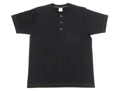 Whitesville Men's Short-Sleeve Henley T-Shirt, 100% Cotton Tubular-Knit Jersey, Slim Fit, One-Pack, Made in Japan (WV79681 119 Black)