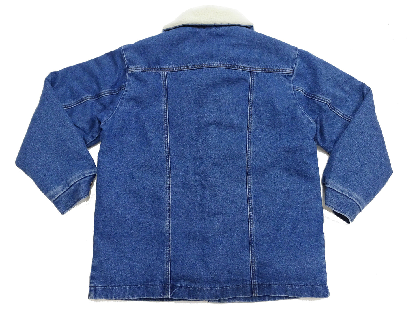 Wrangler Men's Sherpa-Lined Denim Jacket - Classic Ranch Coat Style, Mid-Length (WM1823-346, Pre-Faded Medium Blue)