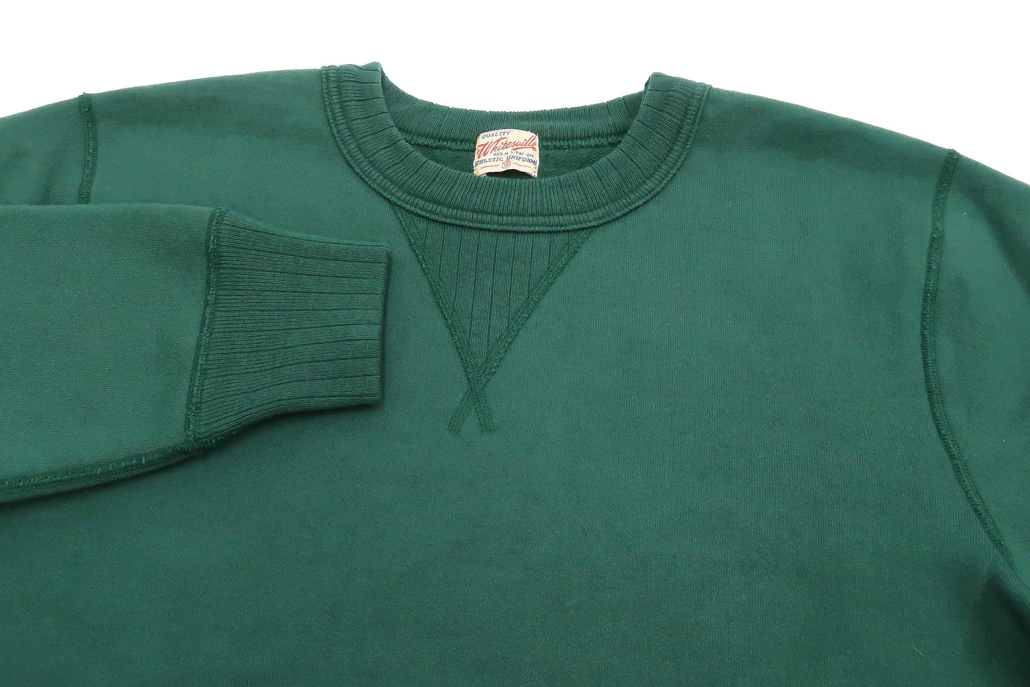 Whitesville Plain Sweatshirt Men's Loop-wheeled V-Insert Vintage Style WV67728 145 Green