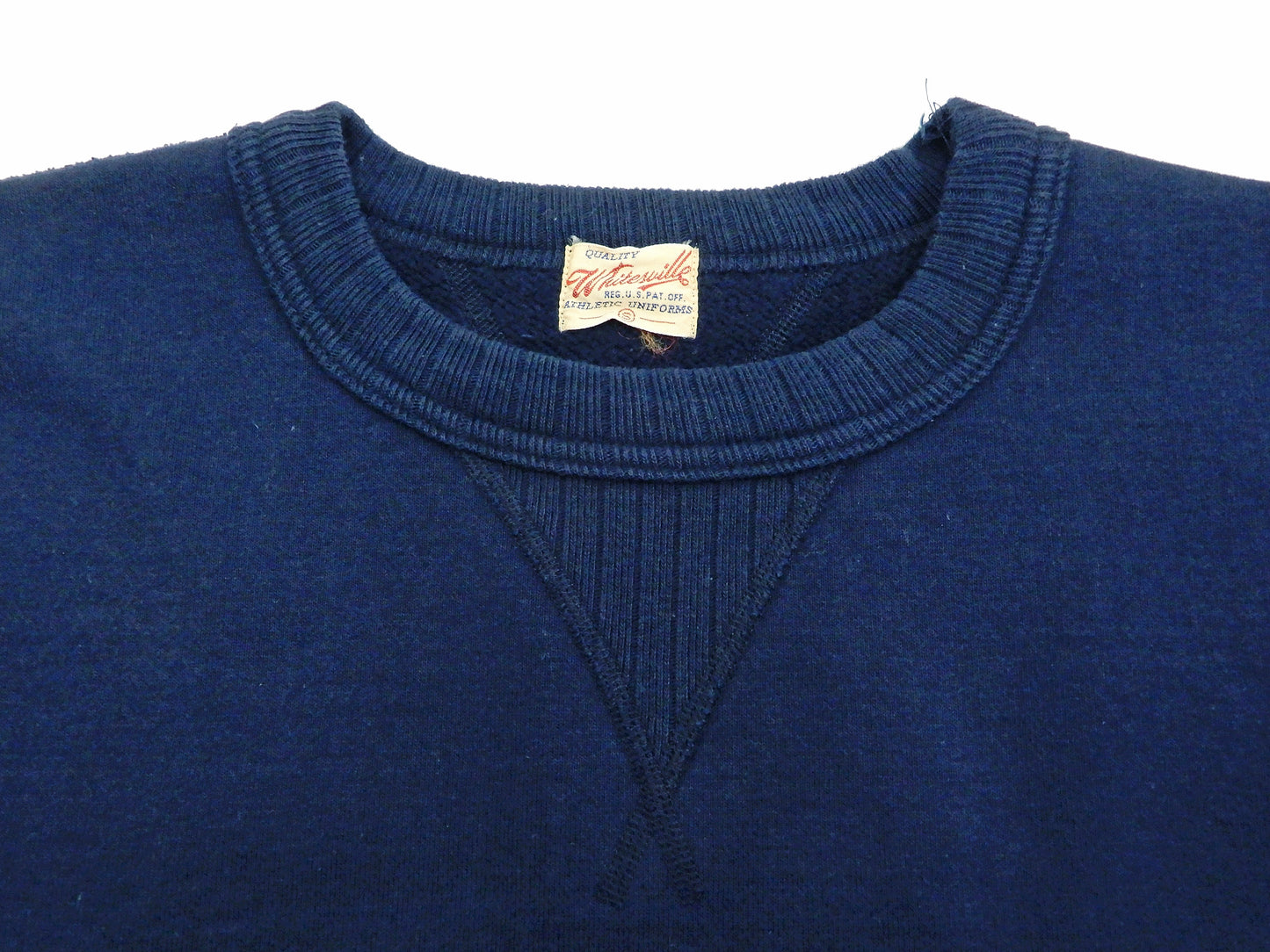 Whitesville Plain Sweatshirt Men's Loop-wheeled V-Insert Vintage Style WV67728 Navy-Blue