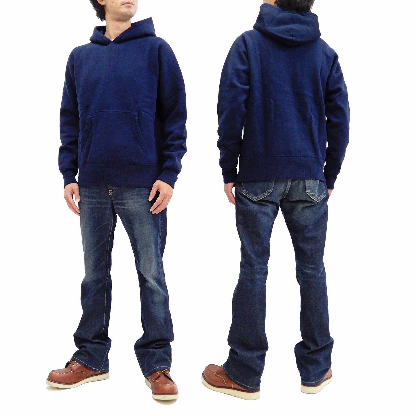 Whitesville Plain Pullover Hoodie Men's Solid Color Hooded Sweatshirt WV67729 Navy-Blue