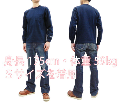 Whitesvill Plain T-shirt Men's Heavyweight Long Sleeve Pocket Tee WV68849 128 Dark-Blue