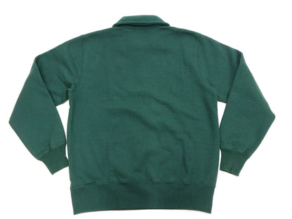Whitesville Men's Collared Half-Zip Sweatshirt - Heavyweight Loopwheel Fleece, Made in Japan, Vintage-Inspired Athletic Wear (Toyo Enterprises WV69641 145 Green)