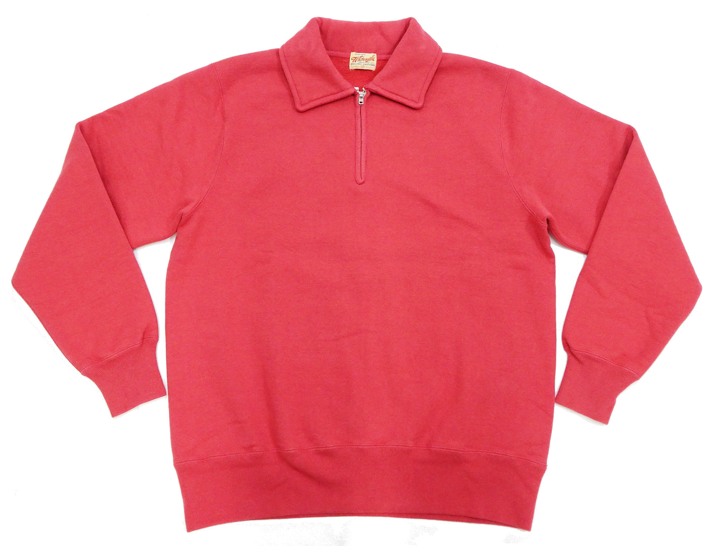 Whitesville Men's Collared Half-Zip Sweatshirt - Heavyweight Loopwheel Fleece, Made in Japan, Vintage-Inspired Athletic Wear (Toyo Enterprises WV69641 165 Red)
