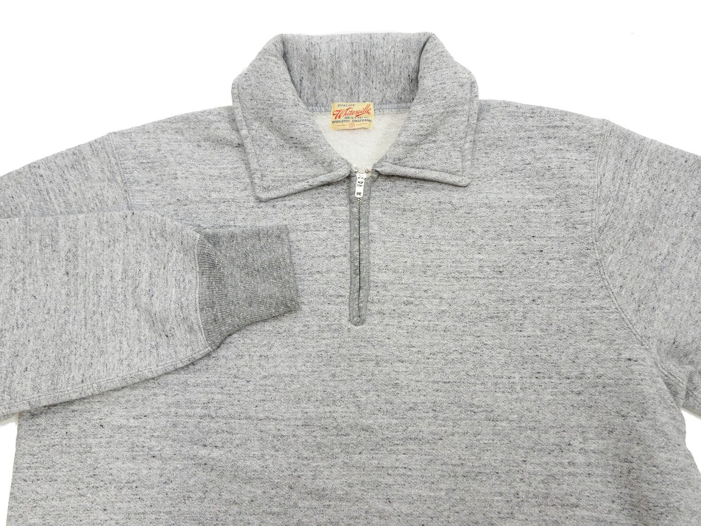 Whitesville Men's Collared Half-Zip Sweatshirt - Heavyweight Loopwheel Fleece, Made in Japan, Vintage-Inspired Athletic Wear (Toyo Enterprises WV69641 113 Heather Gray)