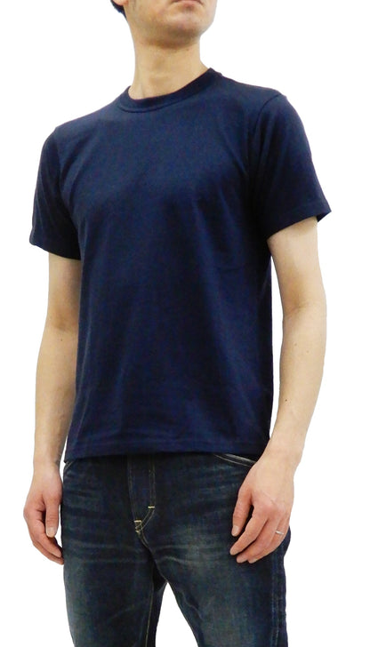 Whitesville Men's 2-Pack Plain Short-Sleeve Crew Neck T-Shirts, Tubular-Knit Cotton, Made in Japan by Toyo Enterprises (WV73544 128 Navy)