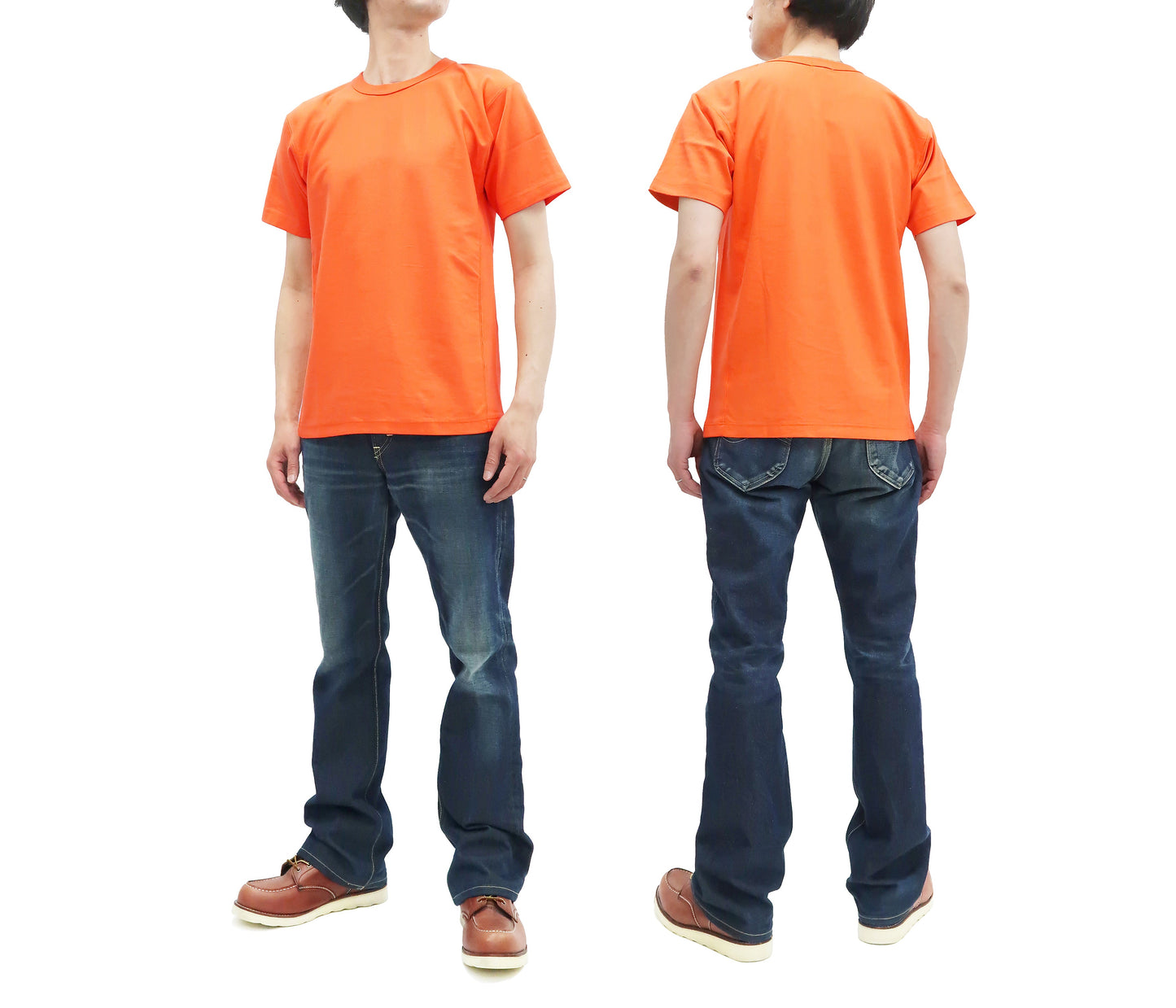 Whitesvill Plain T-shirt with Rib Side Panels Men's Heavyweight Short Sleeve Tee WV78930 159 Orange