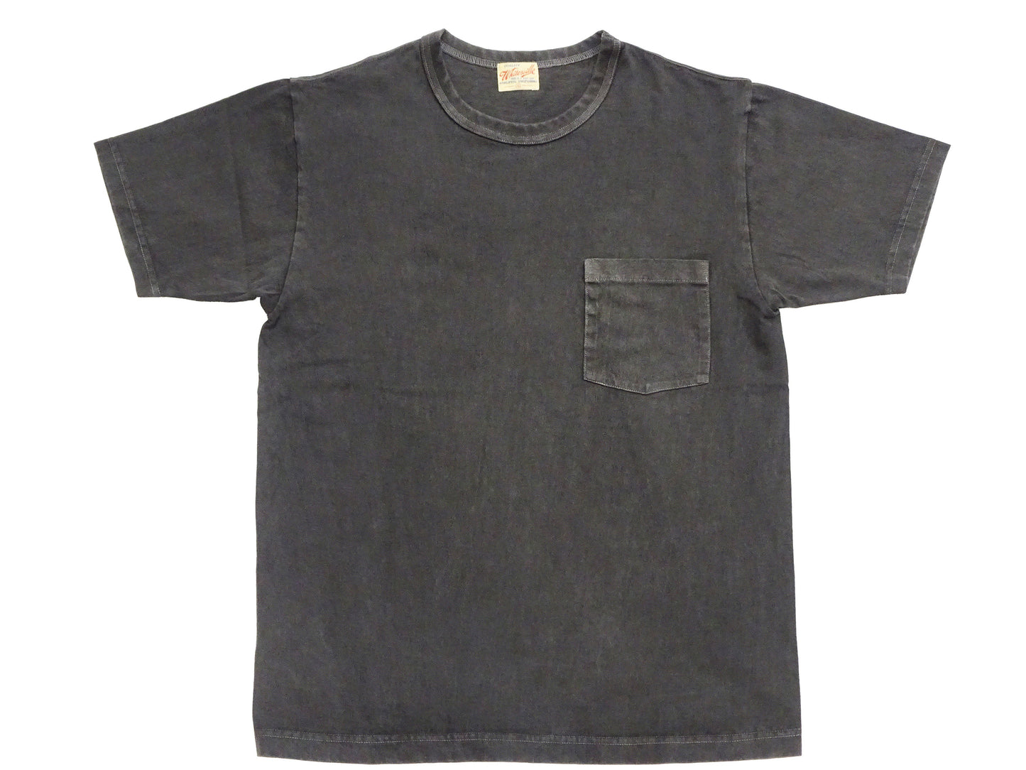 Whitesville Men's Short Sleeve Pigment-Dyed Pocket T-Shirt, Heavyweight Tubular Cotton Jersey Plain Tee, Made in Japan by Toyo Enterprises (WV79531 119 Faded Black)