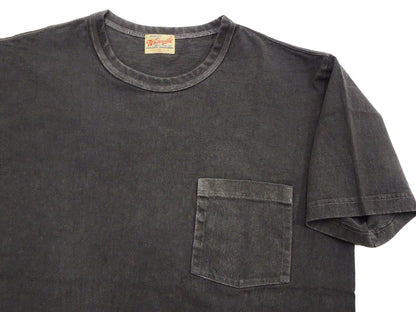 Whitesville Men's Short Sleeve Pigment-Dyed Pocket T-Shirt, Heavyweight Tubular Cotton Jersey Plain Tee, Made in Japan by Toyo Enterprises (WV79531 119 Faded Black)